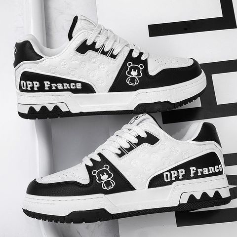 Giày thể thao nam GN06M OQQQ Sneaker Gấu Trắng Đen - Thời Trang Đi Học, Đi Chơi, Dễ Phối Đồ