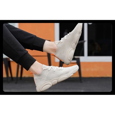 Giày Sneaker Nam G12 Kem - Thể Thao Cao Cấp Phong Cách Trẻ Trung - Dễ Dàng Phối Đồ, Đi Học, Đi Chơi, Thiết Kế Thoáng Khí