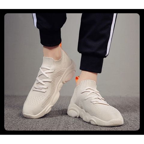 Giày Sneaker Nam G12 Kem - Thể Thao Cao Cấp Phong Cách Trẻ Trung - Dễ Dàng Phối Đồ, Đi Học, Đi Chơi, Thiết Kế Thoáng Khí