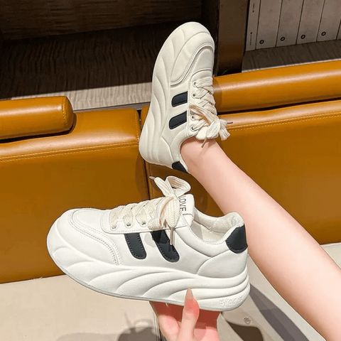 Giày Sneaker Nữ Độn Đế Bánh Mì Buộc Dây Hàn Quốc Thời Trang Dễ Phối Đồ - Phù Hợp Đi Học, Đi Chơi, Đi Làm
