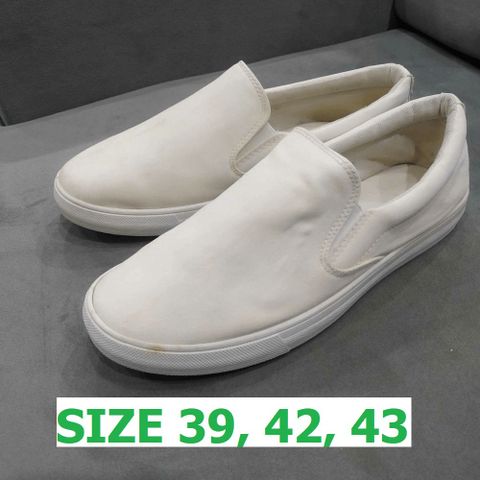 Giày Lười Nam Slip-on G16 TRẮNG - Đế Bằng Thoáng Khí Dễ Phối Đồ, Phong Cách Đi Học, Đi Chơi - Hàng Chất Lượng Tồn Kho Có Lỗi Nhỏ