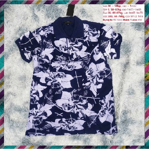 Áo Polo Nam Cổ Bẻ Họa Tiết Phối Hoa - Cotton Cao Cấp, Thoáng Mát, Nhiều Màu Đen, Trắng, Xanh Than Thời Trang Thanh Lịch