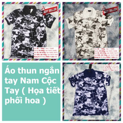 Áo Polo Ngắn Tay Nam Họa Tiết Phối Hoa - Vải Cá Sấu Co Giãn, Chất Lượng, Nhiều Màu ĐEN, TRẮNG, XANH THAN