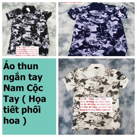 Áo Polo Nam Họa Tiết Hoa - Cotton Cao Cấp Thanh Lịch, Thấm Hút Mồ Hôi, 3 Màu Đen/Trắng/Xanh Than