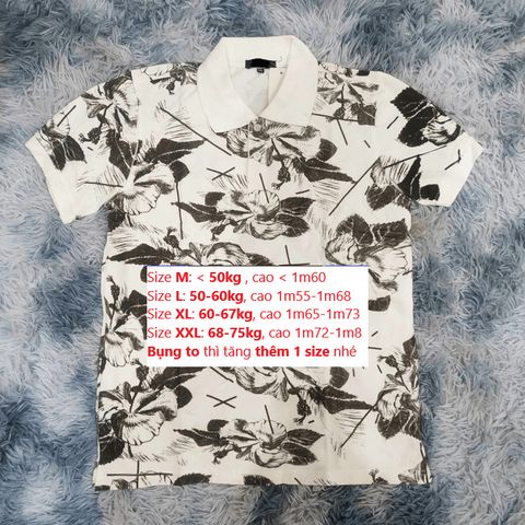 Áo Thun Ngắn Tay Nam Họa Tiết Phối Hoa Màu Trắng - Vải Cotton Cao Cấp, Co Giãn 4 Chiều, Thấm Hút Mồ Hôi, Thanh Lịch