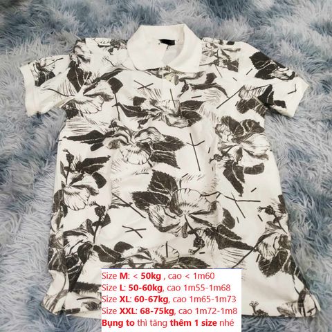 Áo Thun Ngắn Tay Nam Họa Tiết Phối Hoa Màu Trắng - Vải Cotton Cao Cấp, Co Giãn 4 Chiều, Thấm Hút Mồ Hôi, Thanh Lịch