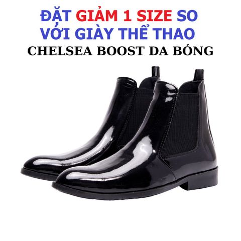 Giày Chelsea Boot Nam Cao Cổ Đen Bóng - Chất Lượng Cao, Đế Siêu Bền, Tăng Chiều Cao 3cm, Phong Cách Thời Trang Cho Nam