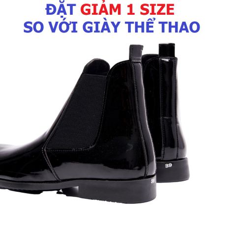Giày Chelsea Boot Nam Cao Cổ Đen Bóng - Chất Lượng Cao, Đế Siêu Bền, Tăng Chiều Cao 3cm, Phong Cách Thời Trang Cho Nam