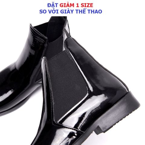 Giày Chelsea Boot Nam Cao Cổ Đen Bóng - Chất Lượng Cao, Đế Siêu Bền, Tăng Chiều Cao 3cm, Phong Cách Thời Trang Cho Nam