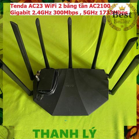 Bộ Phát Router Tenda AC23 Băng Tần Kép WiFi AC2100 Gigabit Cũ - Kết Nối Mạng Mạnh Mẽ 2.4GHz và 5GHz, Hỗ Trợ 128 Thiết Bị