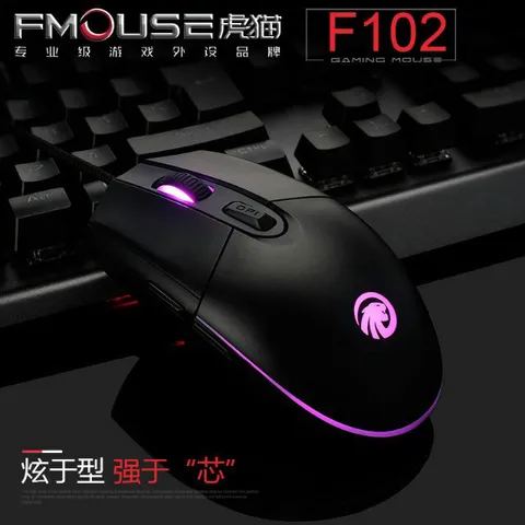 Chuột Chơi Game F102 RGB 3500DPI Ergonomic - Thiết Kế Nhỏ Gọn Đen Trắng, Phù Hợp Cho Game Thủ và Văn Phòng