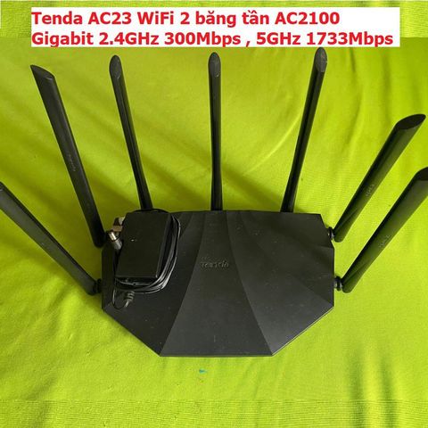 Bộ Phát WiFi Tenda AC23 - Router Băng Tần Kép AC2100 Gigabit 2.4GHz 300Mbps & 5GHz 1733Mbps, 7 Anten 6dBi - Hàng Cũ, Bảo Hành 3 Tháng