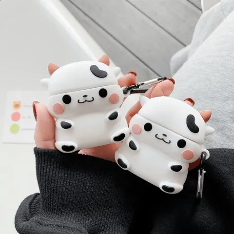 Ốp AirPods Silicon Móc Khóa Bò Sữa Chất Lượng Cao Cho AirPods 1 2 - Phụ Kiện Dễ Thương, Thiết Kế Nhỏ Gọn