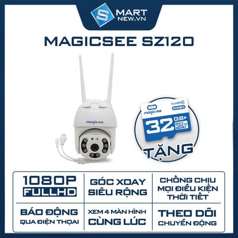 Camera Giám Sát Ngoài Trời Xoay 360 Độ Magicsee ZS120 - Chống Nước tiêu chuẩn IP68, Full HD 1080, Hồng Ngoại, Đàm Thoại 2 Chiều, Cảnh Báo Chuyển Động