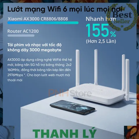 ⭐ ⭐ ⭐ Bộ phát Router Wifi XM AX3000 CR8808 Chuẩn WIFI 6 Hỗ trợ Mesh , Cộng nghệ OFDMA , 2 băng tần 2.4Ghz và 5Ghz , tải
