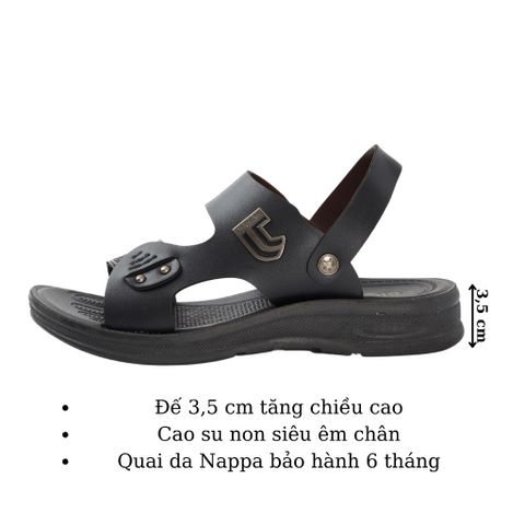 Dép Nam Quai Ngang Da Cao Cấp - Đế Cao Su Non D05 Thời Trang Mới Dễ Phối Đồ, Đi Học, Đi Chơi, Đi Làm