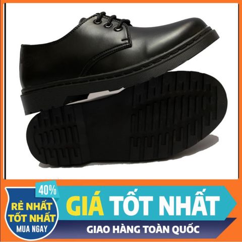 Giày da nam D.R màu đen - Giày thời trang cao su đúc, khâu đế chắc chắn, dễ phối đồ cho đi học, đi chơi, đi làm