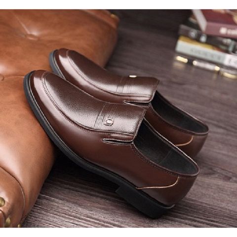 Giày Tây Nam Logo Ông Già Cao Cấp Da Bò Tăng Chiều Cao 5-6cm - Đế Khâu 100% Cao Su Non Êm Ái, Thích Hợp Đi Học, Đi Chơi, Đi Làm