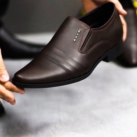 Giày tây nam đế cao 3cm kèm họa tiết tinh tế , giày da nam công sở mũi nhọn
