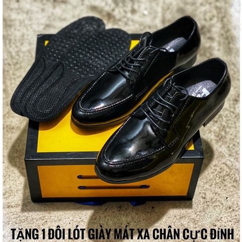 Giày Tây Nam Công Sở Tăng Chiều Cao Da Bóng Đế Cao Su Đúc - Phong Cách Trẻ Trung, Màu Đen, Size 37-44