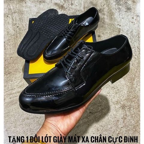 Giày Tây Nam Công Sở Tăng Chiều Cao Da Bóng Đế Cao Su Đúc - Phong Cách Trẻ Trung, Màu Đen, Size 37-44