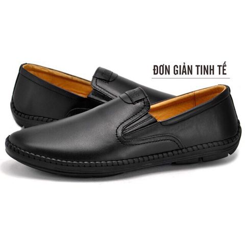 Giày Lười Nam Da Bò Cao Cấp - Phong Cách Trẻ Trung, Năng Động, Chất Liệu Đế Cao Su Êm - Hàng Xuất Khẩu Chính Hãng