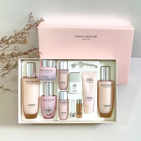 Set dưỡng da ẩm mượt Ohui Miracle Moisture Pink Barrier 9pcs mới