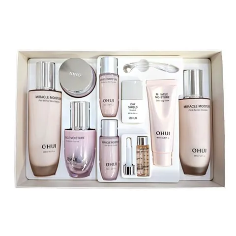 Set dưỡng da ẩm mượt Ohui Miracle Moisture Pink Barrier 9pcs mới