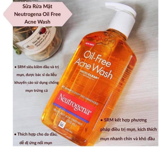 Sữa Rửa Mặt Hỗ Trợ Ngừa Mụn Neutrogena Oil-Free Acne Wash 269ml - Giải Pháp Chăm Sóc Da Nhạy Cảm, Ngăn Ngừa Mụn Hiệu Quả