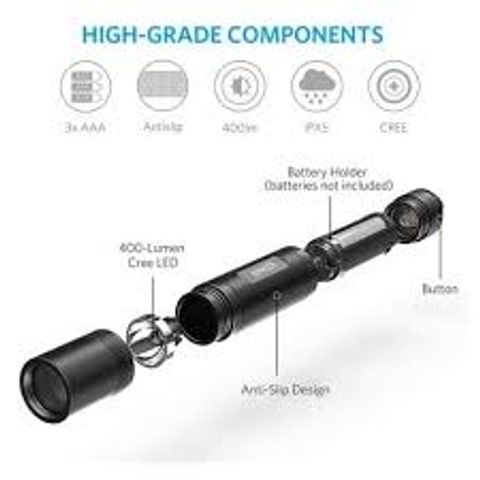 Đèn Pin LED Anker Bolder LC40 - 400 Lumen, Chống Nước IP65, Pin Sạc 3350mAh, Nhiều Chế Độ Chiếu Sáng, Bền Bỉ, Tiện Dụng Mang Theo