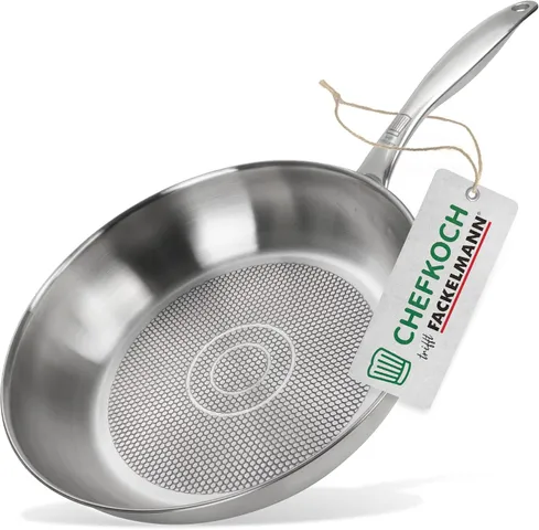 Chảo Inox FACKELMANN 28cm Chefkoch Munich - Chống dính, Phù hợp mọi loại bếp, Bảo hành 5 năm, Thép không gỉ chất lượng cao