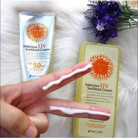Kem Chống Nắng 3W Clinic Intensive UV Sun Block Cream 70ml - Bảo Vệ Da Nhạy Cảm, Cung Cấp Độ Ẩm, Chống Tia UV Mặt Trời