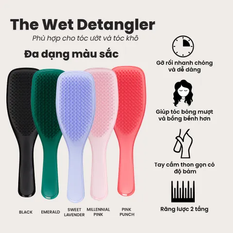 Lược Tangle Teezer Ultimate Detangler - Gỡ Rối Tóc Ướt Tối Ưu, Giảm Gãy Rụng Tóc, Phù Hợp Tóc Thẳng và Xoăn