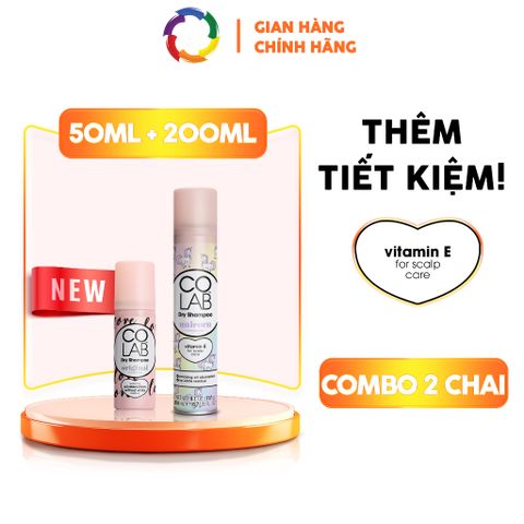 Combo 2 Dầu Gội Khô Colab Hương Unicorn 200ml & Original 50ml - Làm Sạch Tóc Nhanh Chóng, Bồng Bềnh Trong 5 Giây, An Toàn Cho Tóc