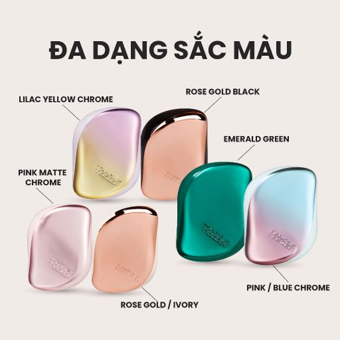 Lược Tangle Teezer Compact Styler - Lược tạo kiểu du lịch cho tóc thẳng và xoăn, gỡ rối hiệu quả, thiết kế tiện lợi