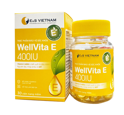 (Hàng nhập khẩu) Viên uống WellVita E 400IU lọ 30 viên