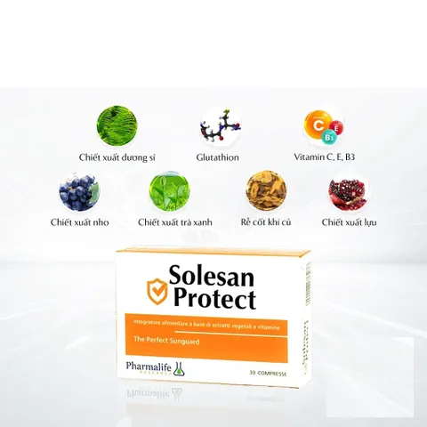 Viên Uống Chống Nắng Solesan Protect Pharmalife - Bảo Vệ Da, Ngăn Ngừa Lão Hóa, Dưỡng Ẩm, Vitamin C, E, A - Hộp 30 Viên