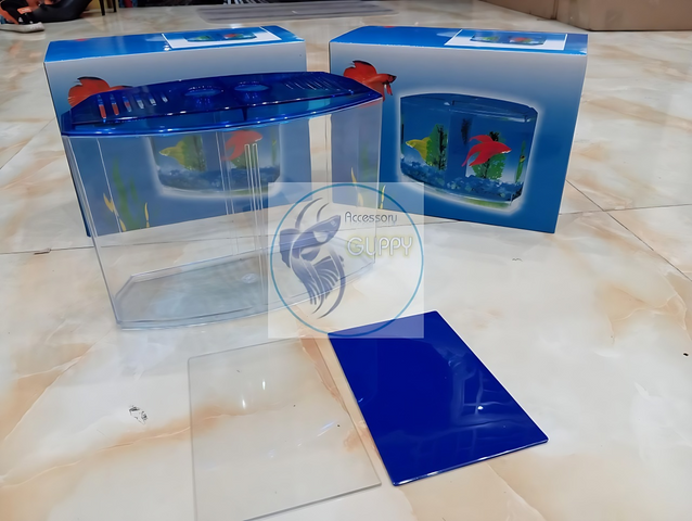 Bể Mica Cá Betta Mini 2 Ngăn - Hồ Nuôi Fish Tank Bền, Đẹp, An Toàn Cho Văn Phòng, Bàn Làm Việc