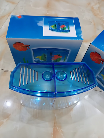 Bể Mica Cá Betta Mini 2 Ngăn - Hồ Nuôi Fish Tank Bền, Đẹp, An Toàn Cho Văn Phòng, Bàn Làm Việc