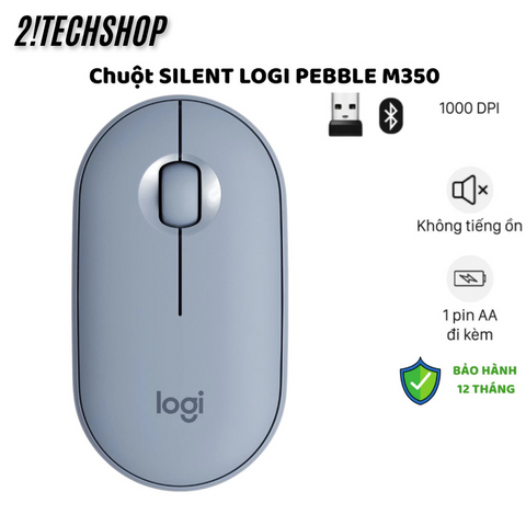 Chuột Không Dây Bluetooth Logitech M350 Silent - Thiết Kế Cute, Nhỏ Gọn, Hoàn Hảo Cho Văn Phòng và MacBook - Bảo Hành 12 Tháng