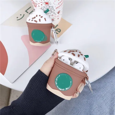 Vỏ Bọc AirPods Silicon Dẻo Hình Cốc Kem Starbucks - Phụ Kiện Tai Nghe AirPods 1 2 Siêu Cute, Thiết Kế Tinh Tế
