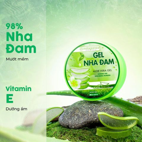 Gel dưỡng da Aloe Vera Gel nha đam MILAGANICS cấp ẩm 300ml