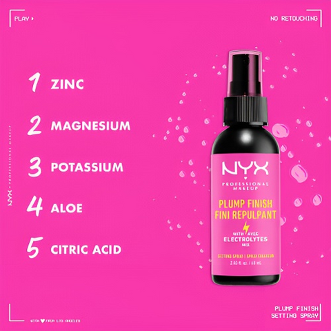 Xịt giữ nền kiềm dầu NYX Plump Finish Setting Spray 30ml - Giúp lớp trang điểm bền đẹp và mịn màng suốt cả ngày