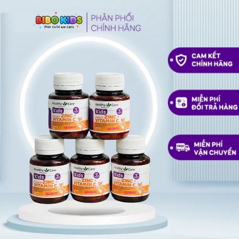 Kẹo kẽm ZinC + Vitamin C Healthy Care - Hỗ trợ miễn dịch và sức khỏe, tiện lợi cho cả người lớn và trẻ em, hộp 60 viên