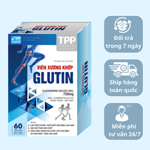 Viên Uống Glucosamine GLUTIN TPP - Hỗ Trợ Giảm Đau Khớp, Thoái Hóa Khớp, 60 Viên, Giúp Khớp Vận Động Linh Hoạt