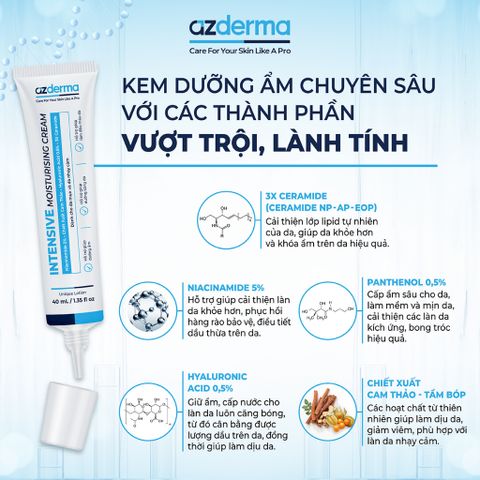 Kem Dưỡng Ẩm Phục Hồi Hàng Rào Bảo Vệ Azderma 40ml - Kem Dưỡng Ẩm Chuyên Sâu, Cấp Nước, Giúp Da Sáng Khỏe Mịn Màng