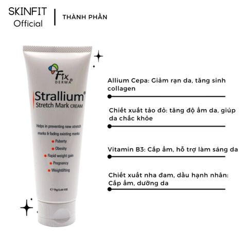 Kem Dưỡng Mờ Rạn Da Fixderma Strallium 75g - Tinh Chất Thiên Nhiên Giảm Vết Rạn An Toàn Cho Mẹ Bầu và Sau Sinh
