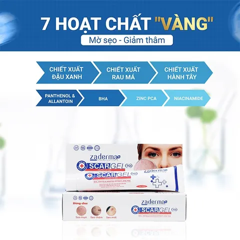 ZADERMA SCAR GEL 7D (7g) - Gel Mờ Sẹo Hiệu Quả, Cải Thiện Sẹo Sau Mụn Chỉ Sau 7 Ngày, Giúp Da Mịn Màng Tự Nhiên