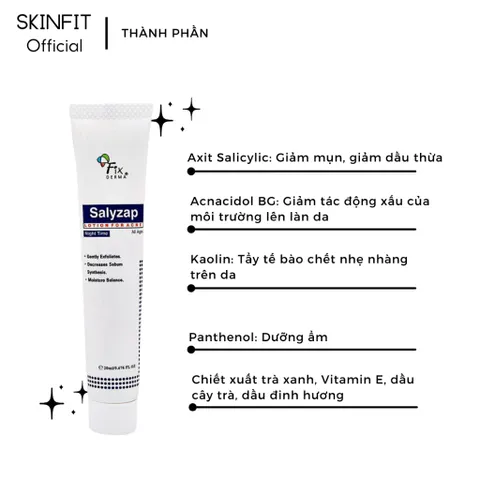 Lotion Giảm Mụn Ban Đêm Fixderma Salyzap - 20ml, Hỗ Trợ Làm Sáng Da, Ngăn Ngừa Mụn Hiệu Quả, Chăm Sóc Da Mặt
