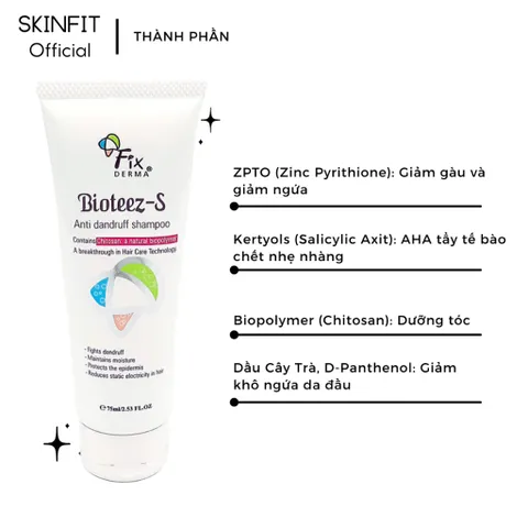Dầu Gội Fixderma Bioteez-s - Giảm Ngứa, Làm Sạch Gàu, Kích Thích Mọc Tóc Khỏe, 75g - Chăm Sóc Tóc Từ Thiên Nhiên